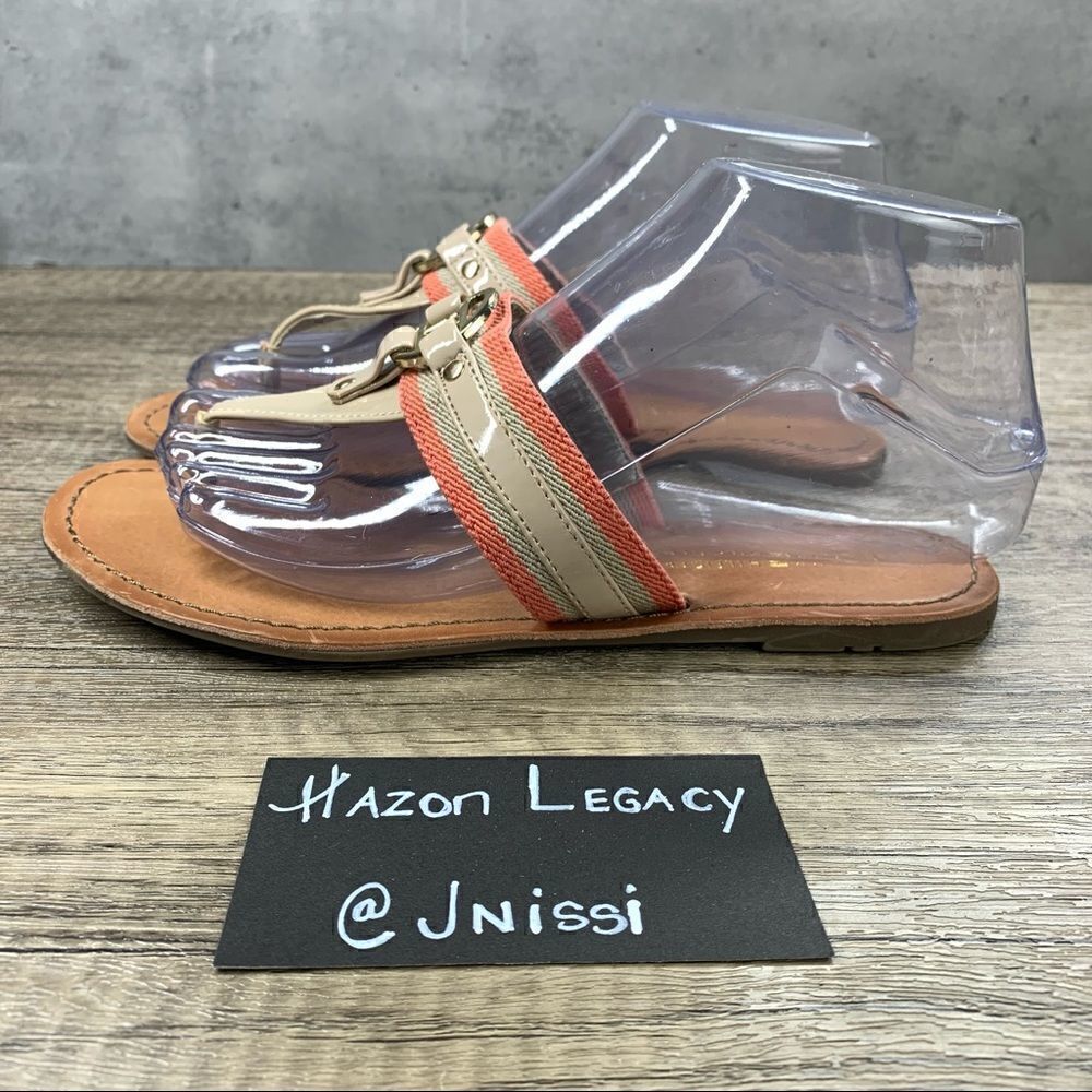 Tommy Hilfiger~Women's~"Larata" Thong Sandals Flip Flop~Beige/Salmon~Size 6M